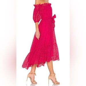 Ulla Johnson pink eyelet lace dress puff sleeve